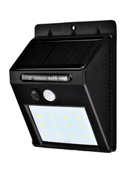 12-LED Waterproof Solar Motion Sensor Wall Light, Black