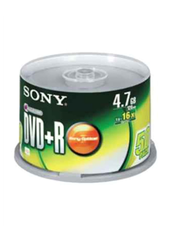 Sony 16X Dvd+R Disc, 50 Pieces, Clear