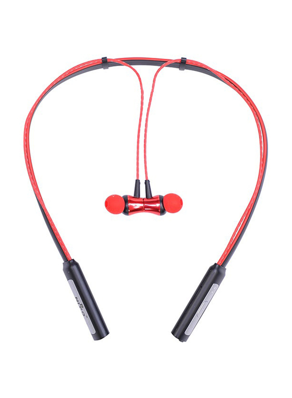 Nippo Wireless In-Ear Neckband with Mic, Black/Red