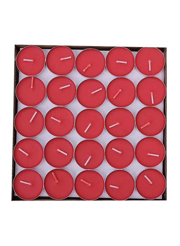 50-Piece Unscented Tealight Candles Set, Red