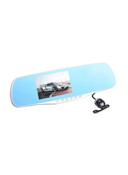 Voberry Full HD Rear-view Mirror Car DVR Camera, Black/Blue