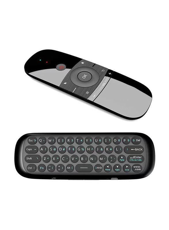 W1 Keyboard Mouse Wireless 2.4G Fly Air Mouse Dual Side IR Remote Control, Black