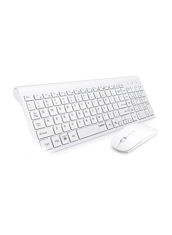Aleesh MK220 Mini 2.4G Dpi Wireless Eng/Arb Keyboard & Optical Mouse Set, White