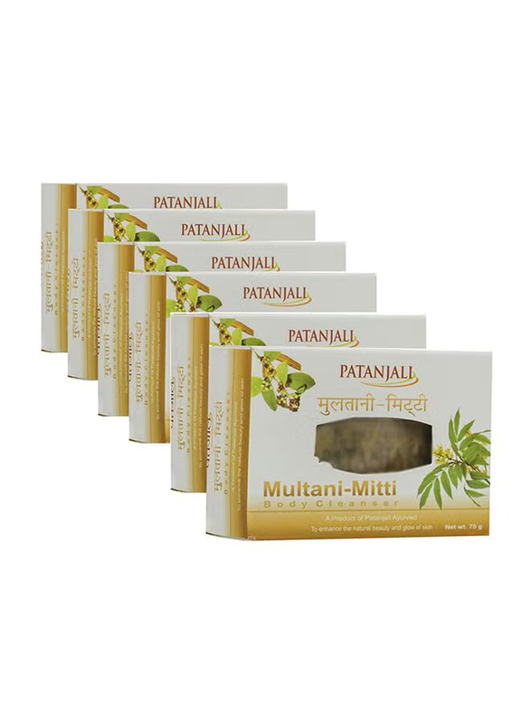 Patanjali Multani Mitti Bathing Soap, 6 x 75gm