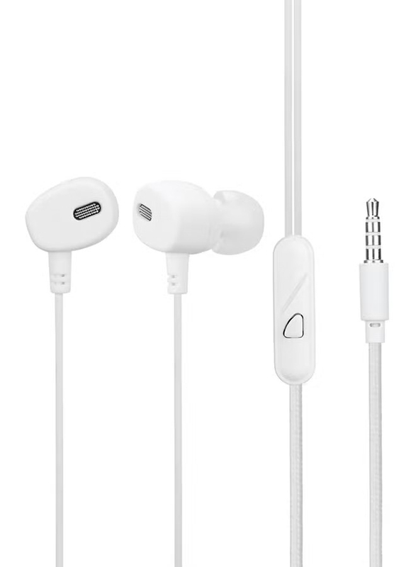 3.5mm Wired In-Ear Headphone Headset Stereo Music Earbuds Metal Earphone Hands-free with Microphone, White