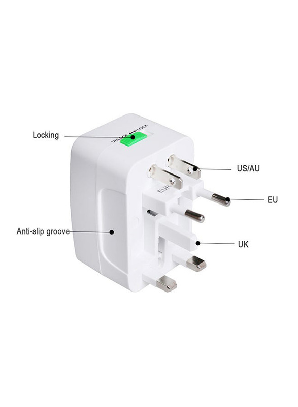 All-In-One International Adapter Plug, White