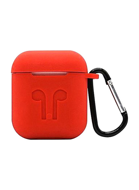 Protective Case Cover for Apple AirPods With Strap Holder, Red