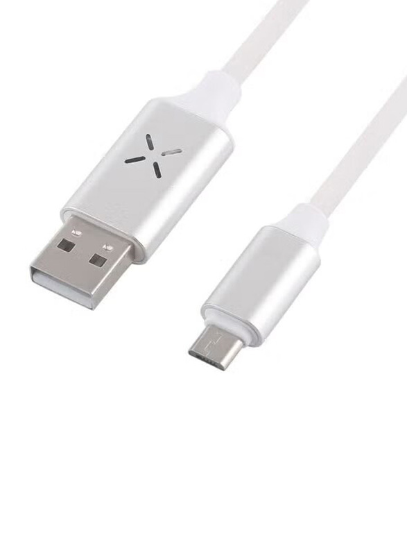 1-Meters Micro-B USB Luminous Data Sync Charging Cable, Micro-B USB (5 Pin) to USB Type A for Smartphones/Tablets, White