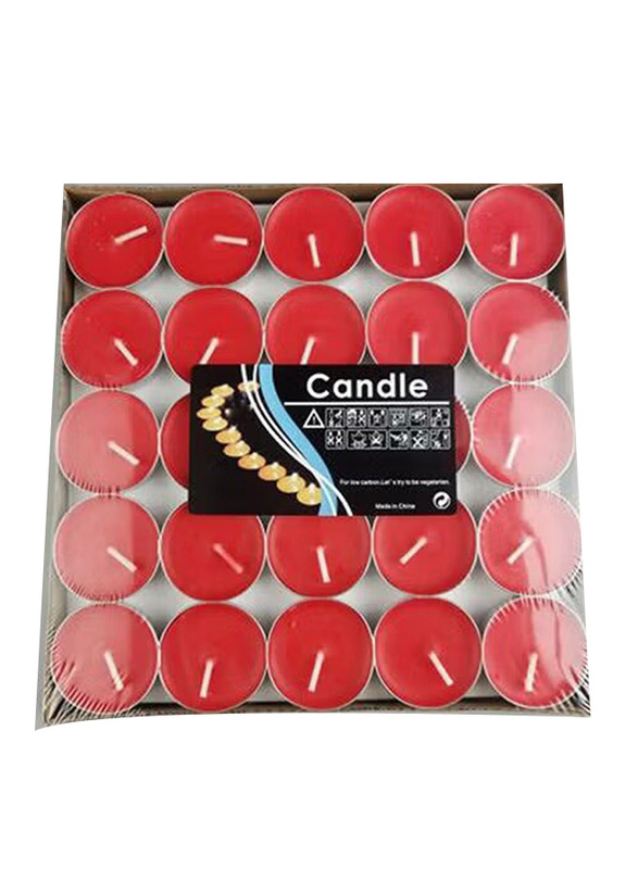 50-Piece Unscented Tealight Candles Set, Red