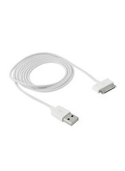 3-Meter USB Cable, 30 Pin Male to USB for Smartphone, White