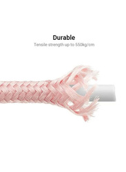 2-Meter 3-In-1 Multi USB Braided Charging Cable, USB A to Lightning, USB Type-C, Micro USB for Smartphone, Pink