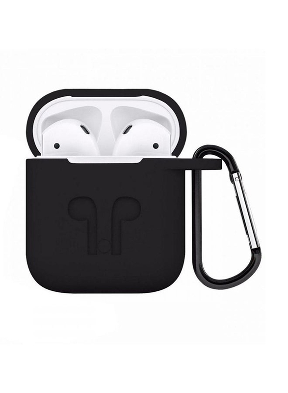 Protecting Case Cover for Apple AirPods with Carabiner, Black