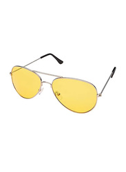 Full-Rim Night View Aviator Sunglasses for Men, Gold/Yellow