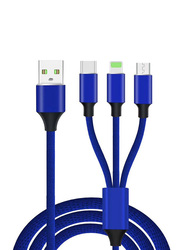 1.2 Meter 3-In-1 Quick Charge Data Cable, Blue