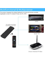 Portable 2.4G Wireless Keyboard Controller Air Mouse Remote Control for Smart TV, Black