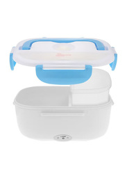 Portable Electric Lunch Box with Spoon, H19332LB, White/Blue