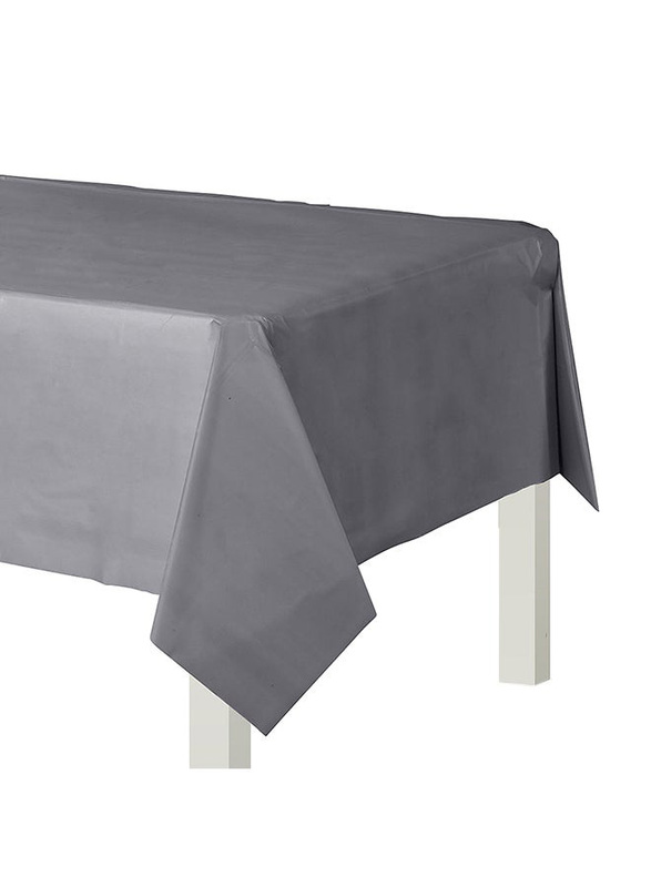 Party Time Plastic Table Cover, 54 x 108 Inch, TC-0001-Si, Grey
