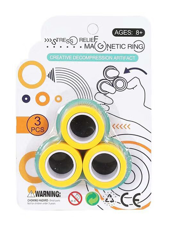 Ximi Vogue Magnetic Ring Toy Set, 3 Pieces, Ages 8+, Yellow