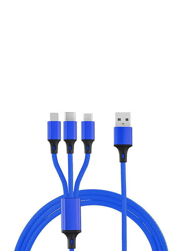 

Generic 3-in-1 Multiple Types USB Cable, Multiple Types to USB Type A for Smartphones/Tablets, Blue