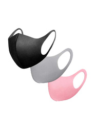Breathable Washable Face Cover Face Mask Set, Black/Grey/Pink, 3-Pieces
