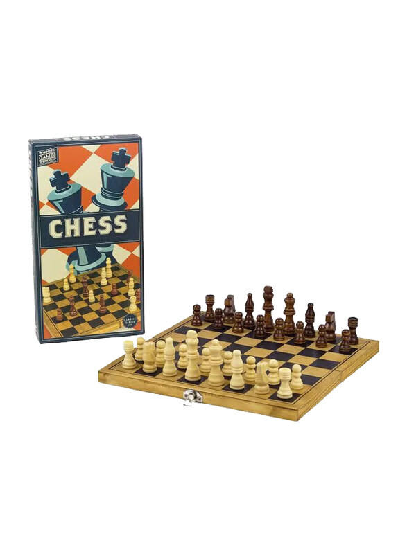 

Professor Puzzle 33-Piece Classic Wooden Chess Board Game for 6+ Years Kids, Brown/Beige