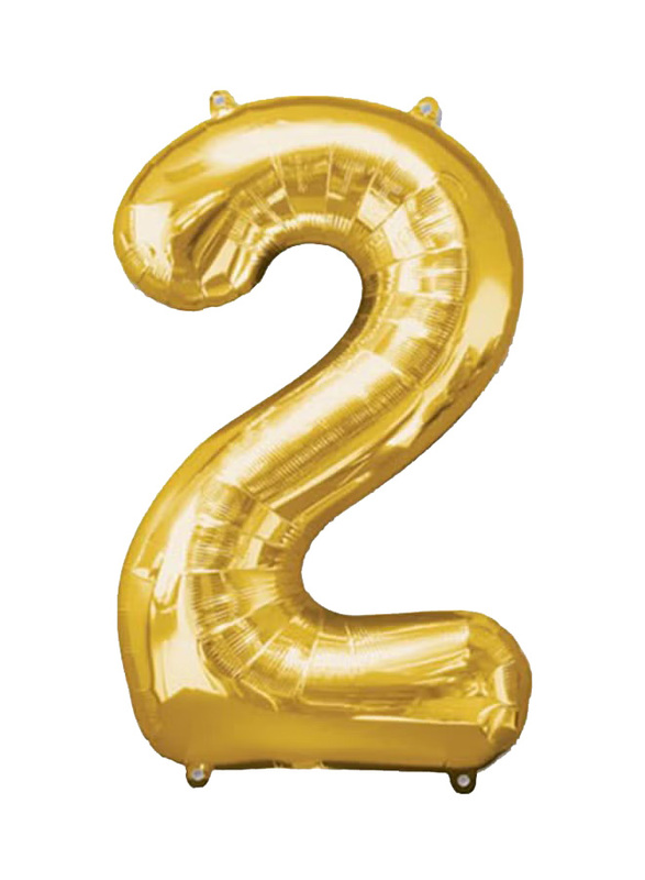 Goldedge 32-Inch Number 2 Helium Decorative Party Balloon, Gold