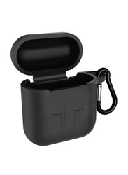 Protective Silicone Case Cover For Apple AirPods With Carabiner, Black