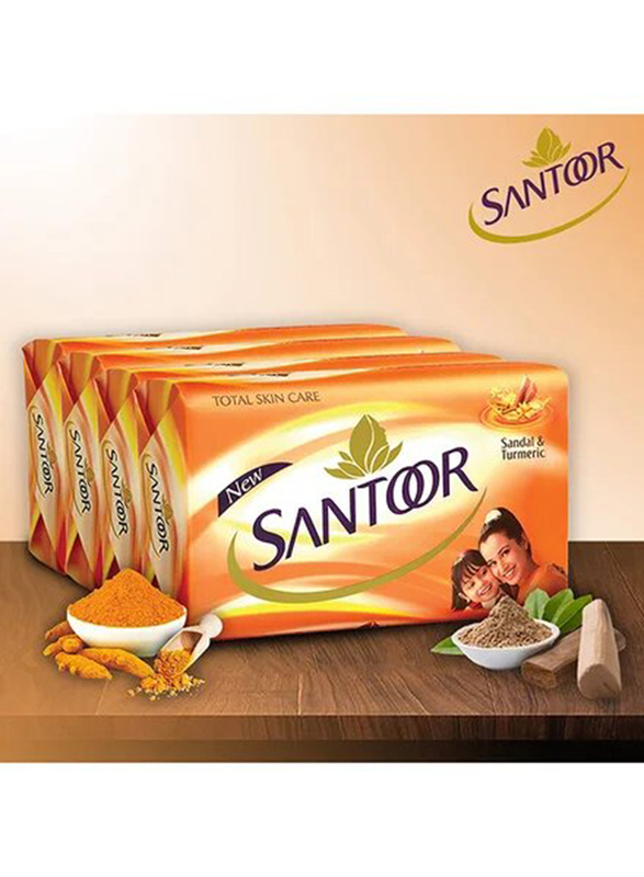 Santoor Sandal & Turmeric Bar Soap, 4 x 125g