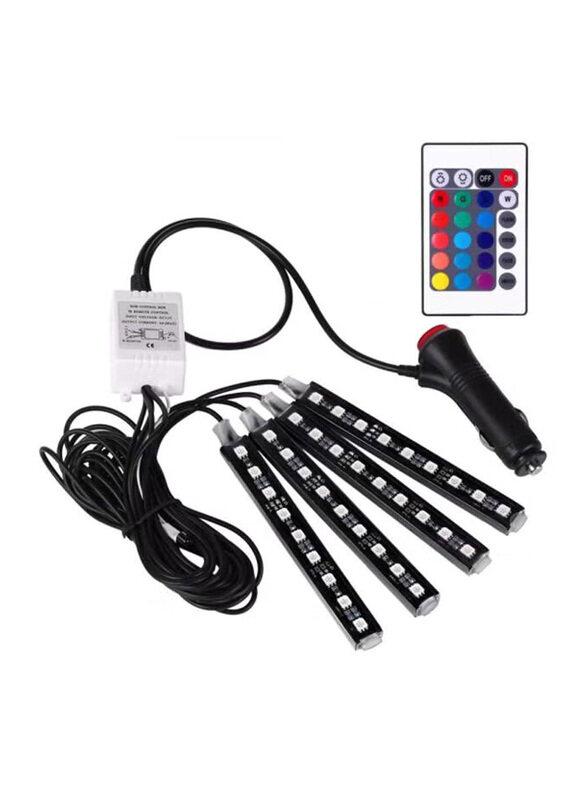 

Generic 4 In 1 LED Interior Car Light Strip with Remote Control, Multicolour