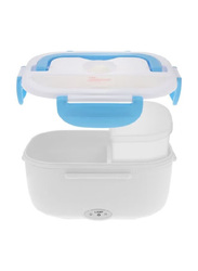 Portable Electric Lunch Box, White/Blue