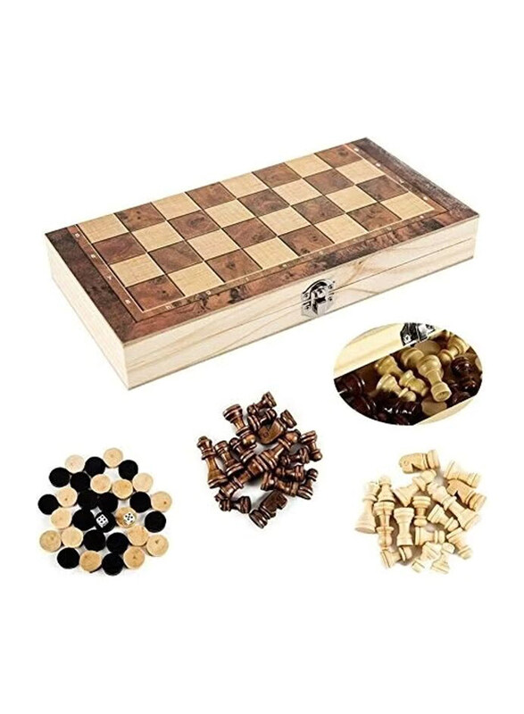 

Generic Wooden Chess Board Game Set for 12+ Kids, Brown/Beige/Black