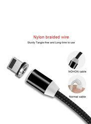 3-in-1 Multiple Types Magnetic Circular Data Sync and Charging Cable, Multiple Types to USB Type A for Smartphones/Tablets, Black