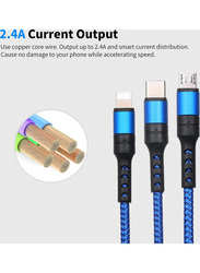 1.2-Meters 3-in-1 Multiple Types Charging Cable, Multiple Types to USB Type A for Smartphones/Tablets, Black