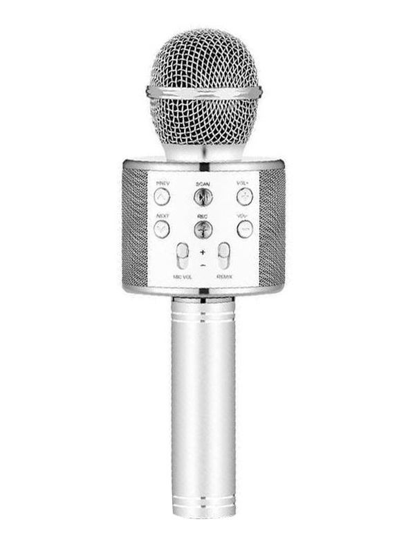 WS-858 Bluetooth Microphone/Speaker W/ Voice Changing for Smartphones, Silver