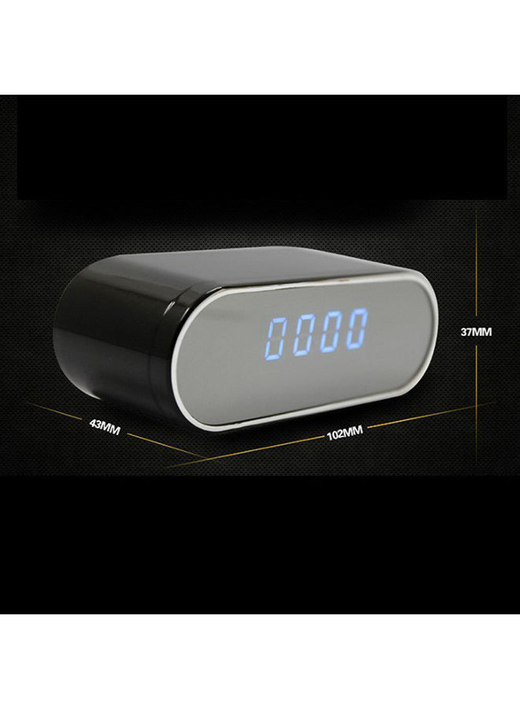 Wireless Wi-fi Motion Detector 1080P Alarm Clock Surveillance Camera, Black