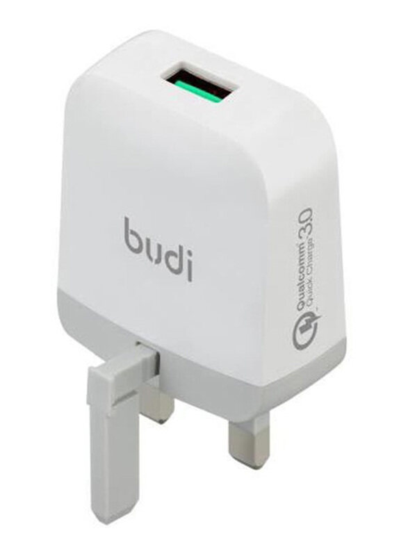 

Budi USB Wall Charger, White/Grey