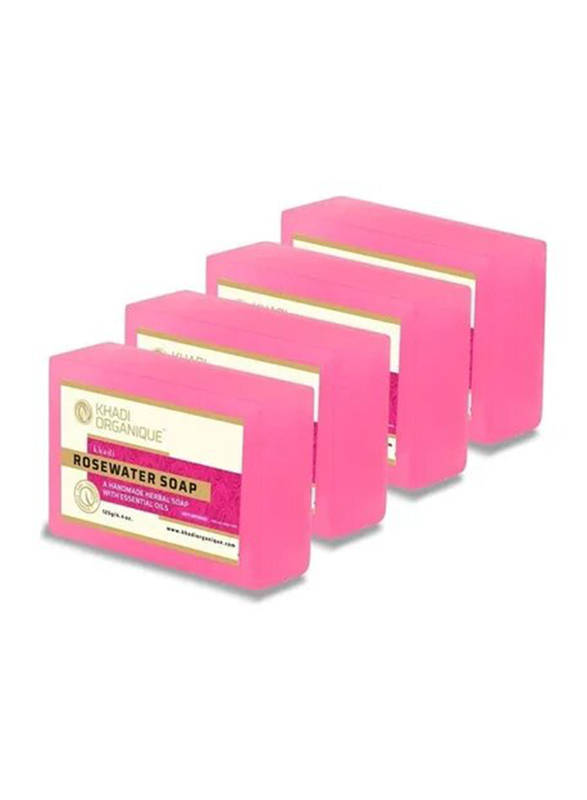 Khadi Organique Rosewater Soaps, 4 x 500g