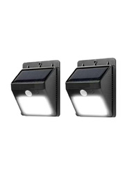 LED Solar Powered Motion Sensor Wall Light Set, 2 Pieces, Black