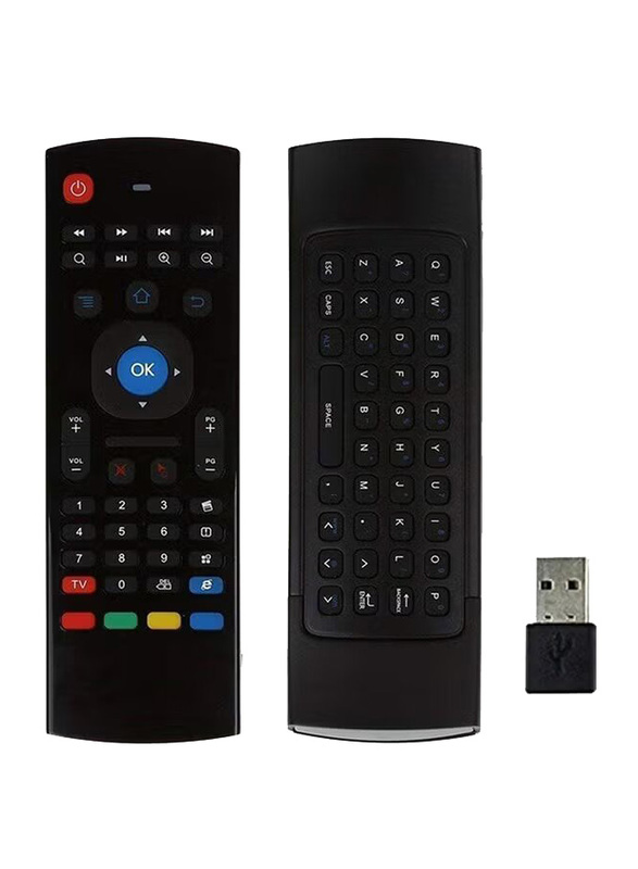 TV4Arab MX3 Air Remote Control With 2.4G Mini Wireless Keyboard, Black