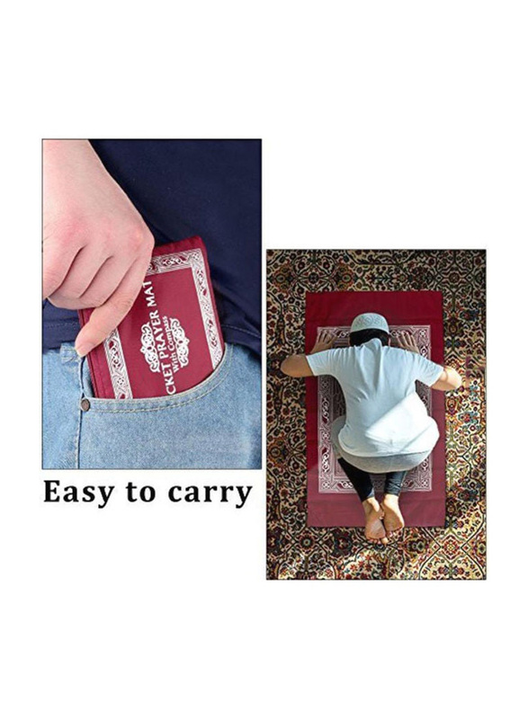 Portable Islamic Muslim Religious Prayer Mat, 60 x 100cm, Red