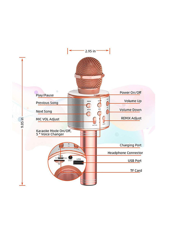 WS-858 Wireless Handheld Karaoke Microphone, PAA2385BL_P, Blue
