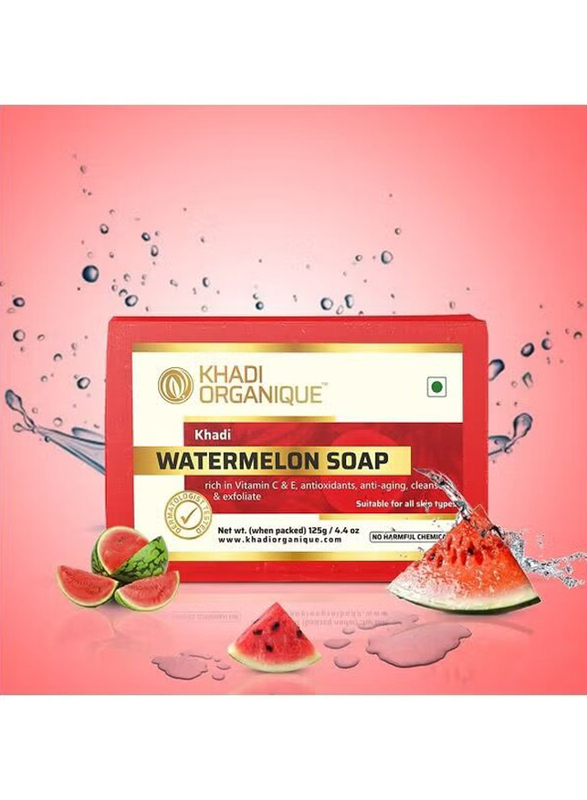 Khadi Organique Watermelon Soap, Red, 125g