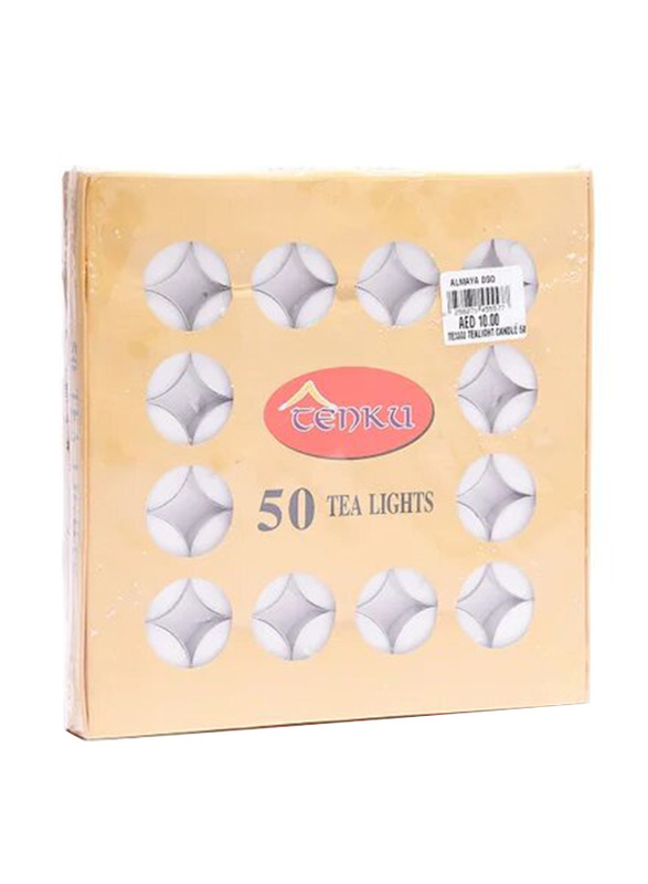 Tea Light Candle Set, 50 Pieces, White