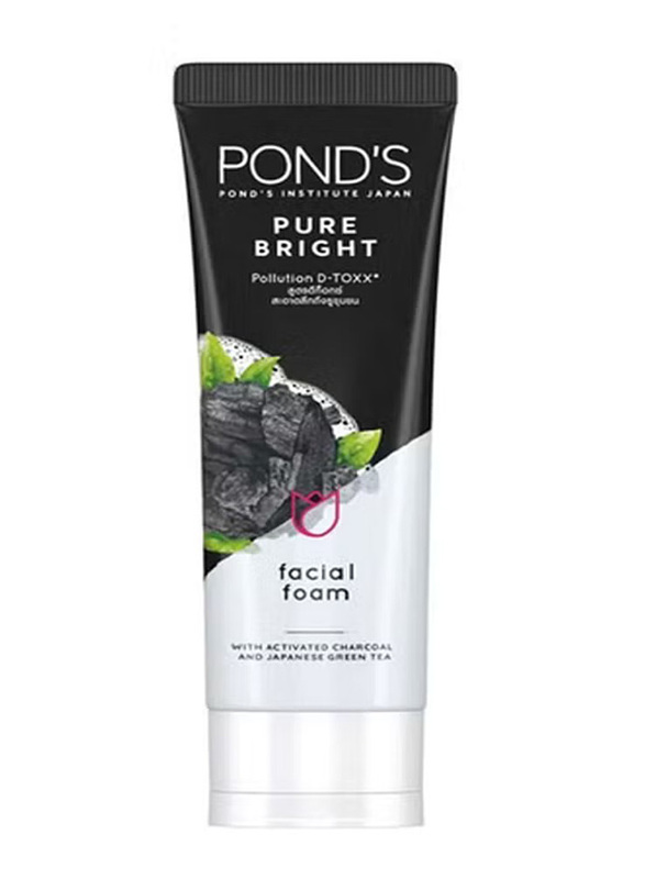 Pond's Pure Bright Facial Foam Facewash with Charcoal and Green Tea, 100g