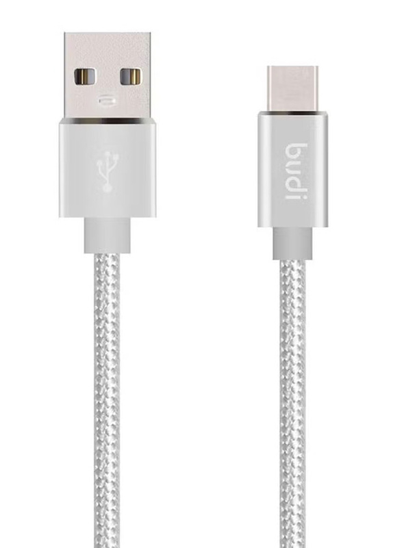 Budi 1-Meters USB Type-C Charging Data Cable, USB Type A to USB Type-C for Smartphones/Tablets, Grey