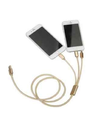 3 In 1 8 Pin Micro USB Cable, USB Male to Multiple Types for Smartphones/Tablets, Gold