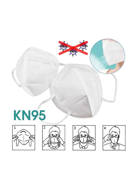 KN95 Antibacterial Face Mask, White, 2-Pieces