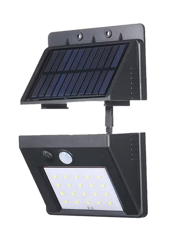 20-LEDs Solar Powered Split Light, 14 x 10.5 x 5.7cm, Black