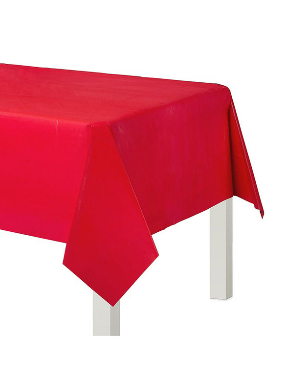 Party Time Plastic Table Cover, 54 x 108 Inch, TC-0001-R, Red