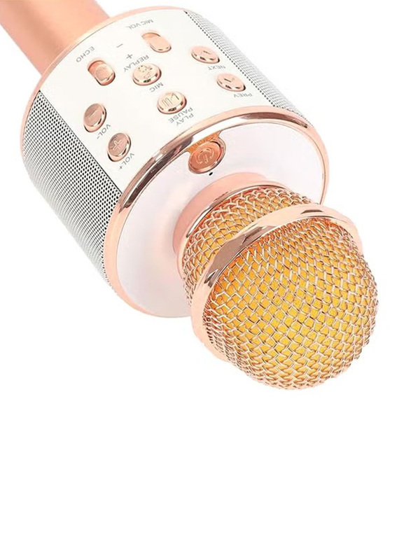 WS-858 Bluetooth Karaoke Microphone, Rose Gold/Silver